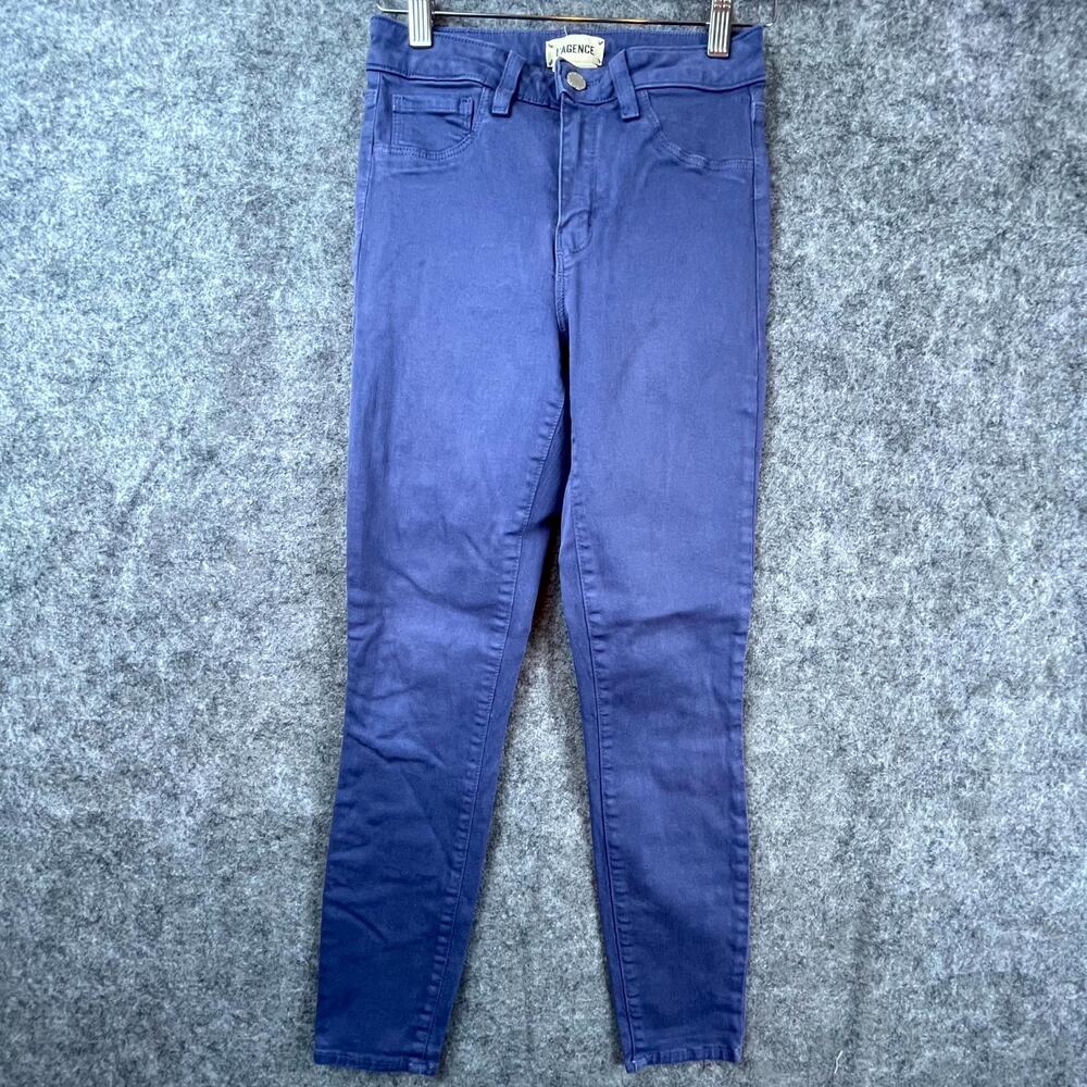 L'Agence‎ Margot Cropped Skinny Jeans Women 25 Blue Pastel High Rise Pocket